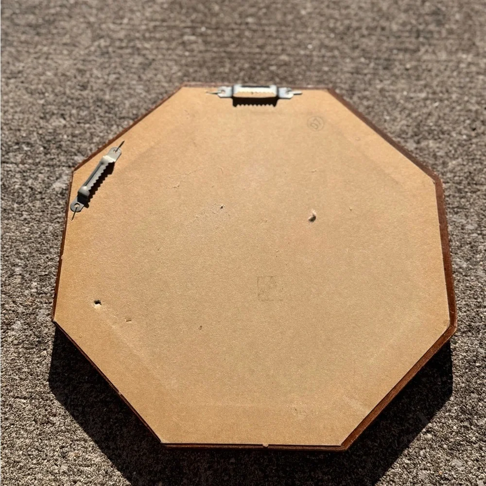 Vintage Estate Wooden Octagonal Wall Mirror Traditional Home Decor